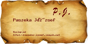 Paszeka József névjegykártya